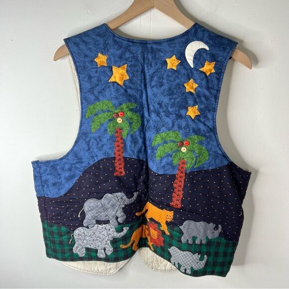Handmade Vintage Noah's Ark Themed Quilted Vest with Animal Motifs - Picture 10 of 16